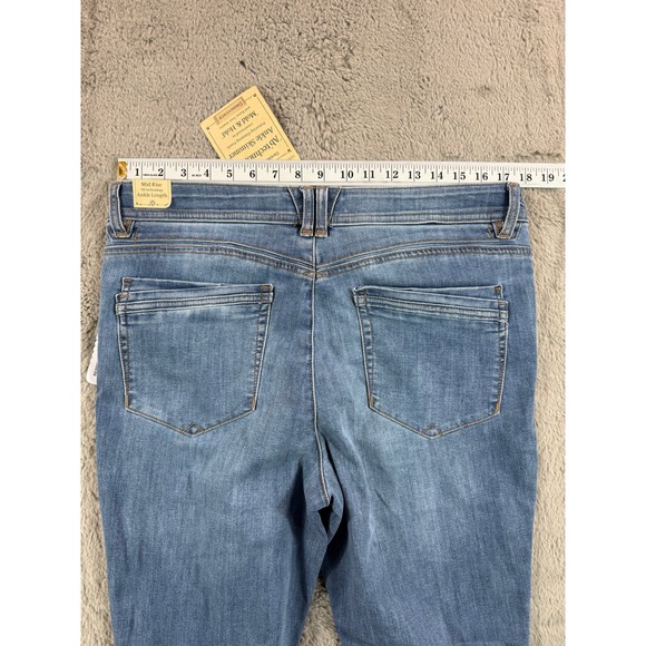 NWT Democracy Jeans 16 Mid Rise Ab Technology Ankle Length Distressed Blue Denim - Picture 4 of 14